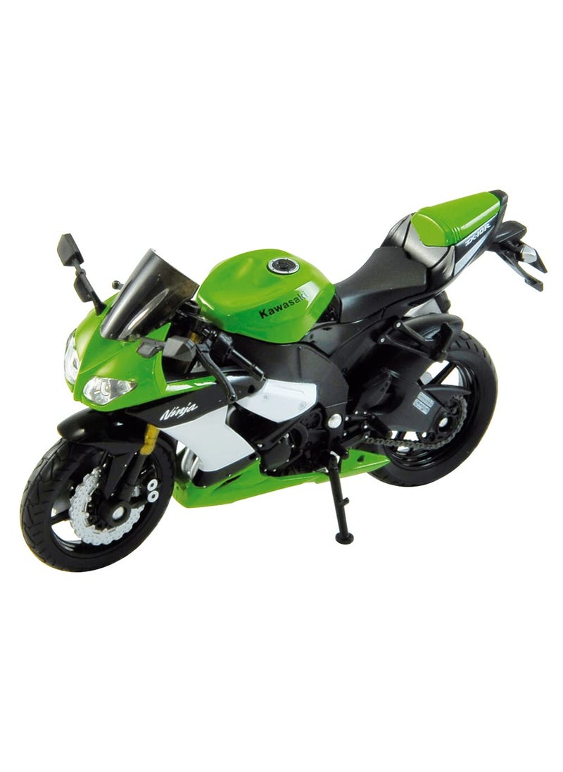 Welly Welly Die Cast Motorcycle Green Kawasaki 2009 Ninja ZX-10R, 1:18 Scale  - Image 1