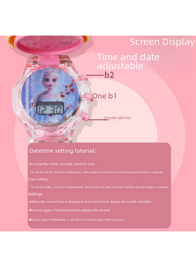 Ultraman Light Music Children Cartoon Electronic Watch Children Baby Boys Girls 3 Toddler Toys 6 Years Old-Color:Pudding Dog [24 Projection + Flip To See Time]] - Image 4