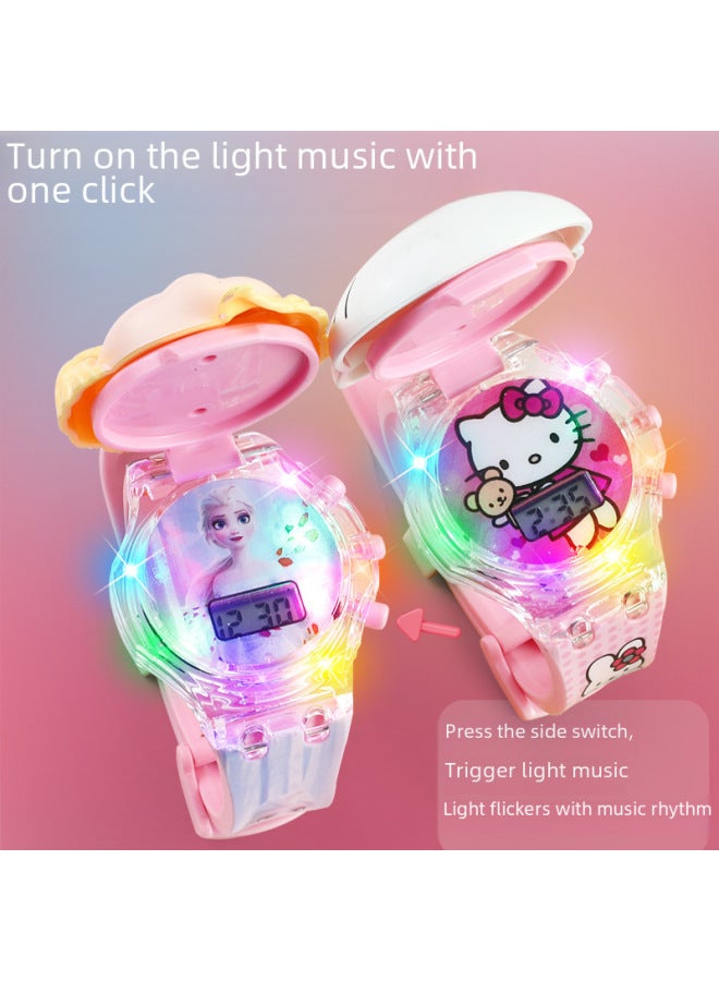Ultraman Light Music Children Cartoon Electronic Watch Children Baby Boys Girls 3 Toddler Toys 6 Years Old-Color:Pudding Dog [24 Projection + Flip To See Time]] - Image 3