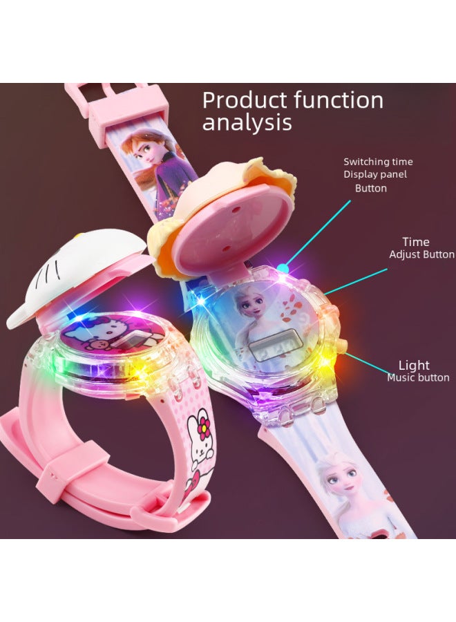 Ultraman Light Music Children Cartoon Electronic Watch Children Baby Boys Girls 3 Toddler Toys 6 Years Old-Color:Pudding Dog [24 Projection + Flip To See Time]] - Image 5