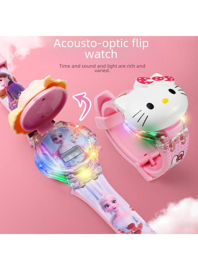 Ultraman Light Music Children Cartoon Electronic Watch Children Baby Boys Girls 3 Toddler Toys 6 Years Old-Color:Pudding Dog [24 Projection + Flip To See Time]] - Image 2
