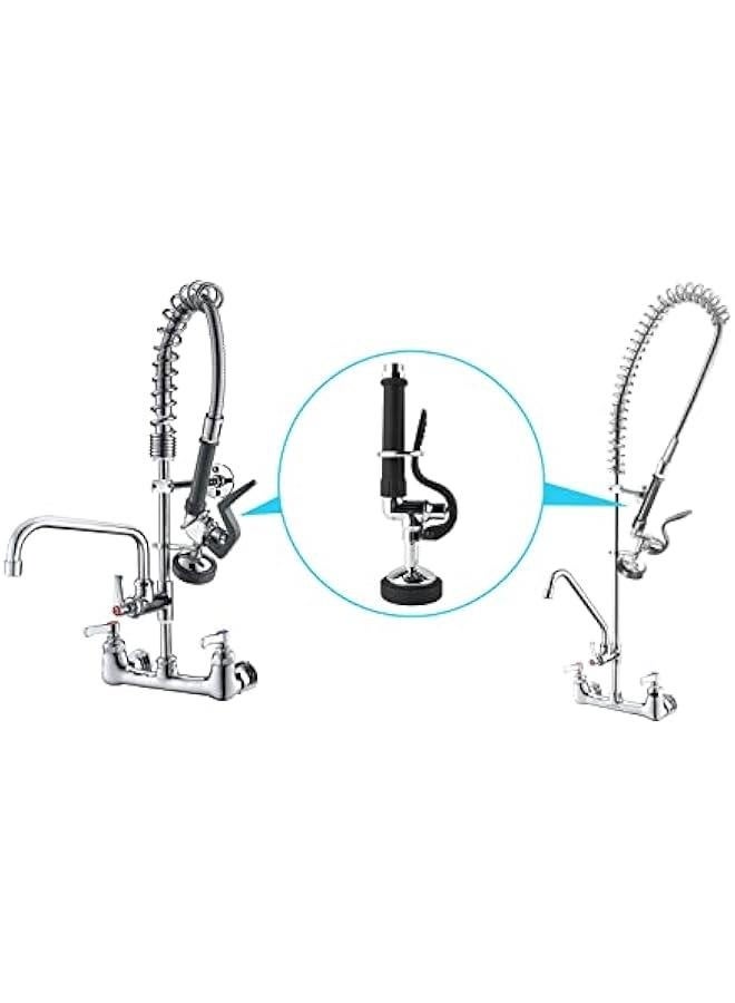 Commercial Sink Sprayer Pre Rinse Sprayer Valve with Handle Grip Assembly,1.42 GPM High Pressured Commercial Dish Sprayer for Replacement Kit of Commercial Faucet, Polished Chrome （Black） - Image 3