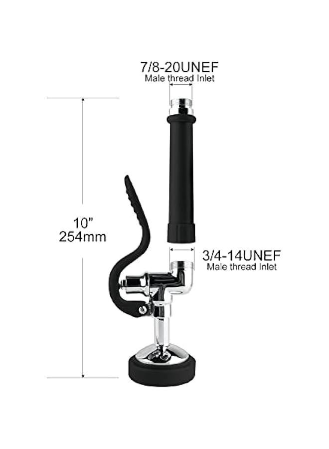 Commercial Sink Sprayer Pre Rinse Sprayer Valve with Handle Grip Assembly,1.42 GPM High Pressured Commercial Dish Sprayer for Replacement Kit of Commercial Faucet, Polished Chrome （Black） - Image 2
