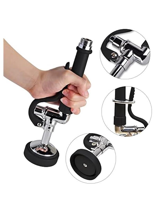 Commercial Sink Sprayer Pre Rinse Sprayer Valve with Handle Grip Assembly,1.42 GPM High Pressured Commercial Dish Sprayer for Replacement Kit of Commercial Faucet, Polished Chrome （Black） - Image 5