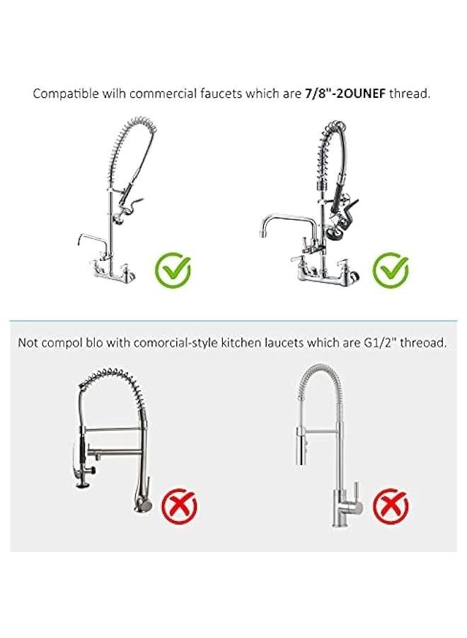 Commercial Sink Sprayer Pre Rinse Sprayer Valve with Handle Grip Assembly,1.42 GPM High Pressured Commercial Dish Sprayer for Replacement Kit of Commercial Faucet, Polished Chrome （Black） - Image 4