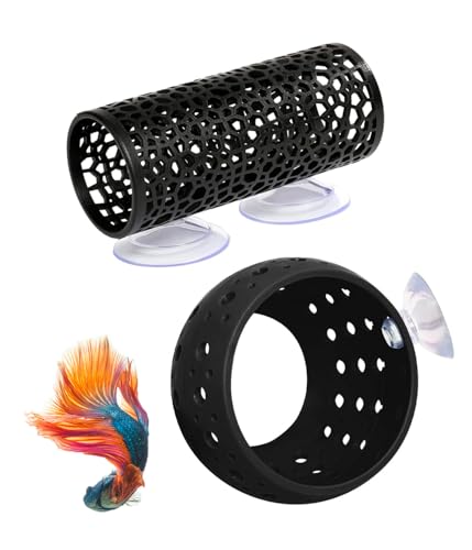 KINGYEENUO Betta Tunnel, Betta Fish Toys, Aquarium Fish Hideout with Suction Cups, Shrimp Cave Decor for Shrimp, Guppies - Safe Play & Resting Area for Bettas, Tank Accessories, a Set - Image 1