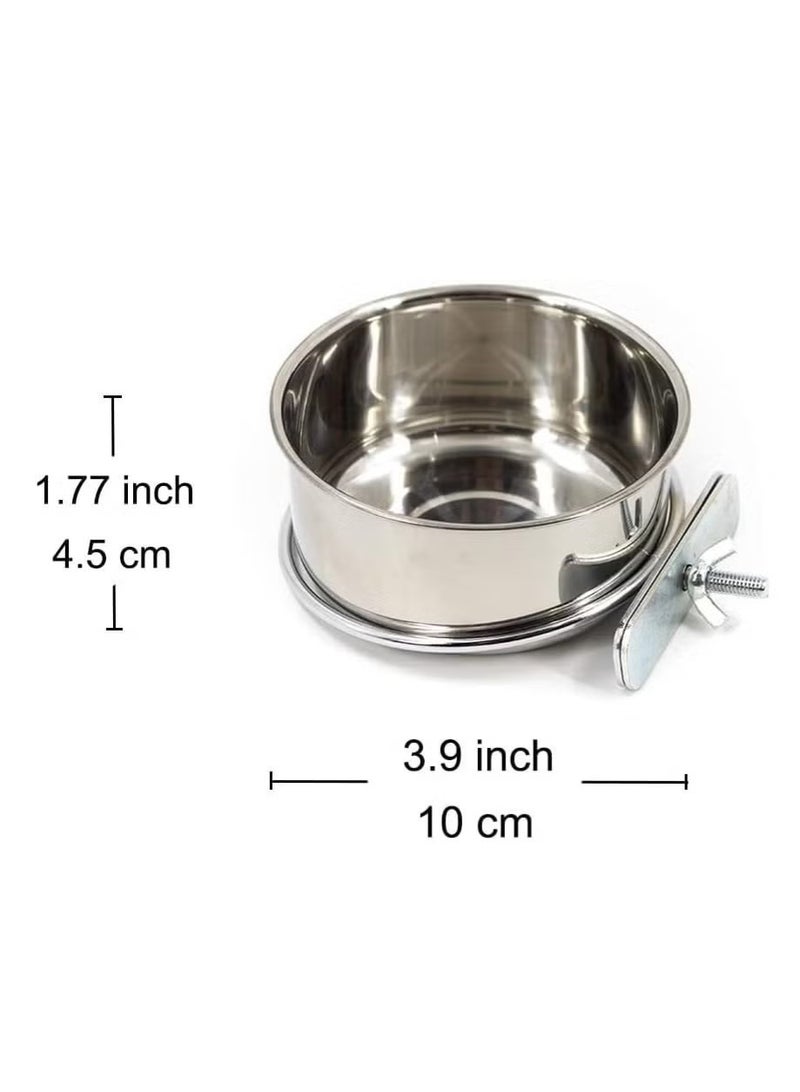 يا إلهي 2 عبوة قفص الطيور تغذية البذور الحيوانات الأليفة الغذاء وعاء الماء الفولاذ المقاوم للصدأ الببغاء حظيرة كوب طبق مع حامل المشبك للببغاوات المتوسطة والكبيرة - Image 3