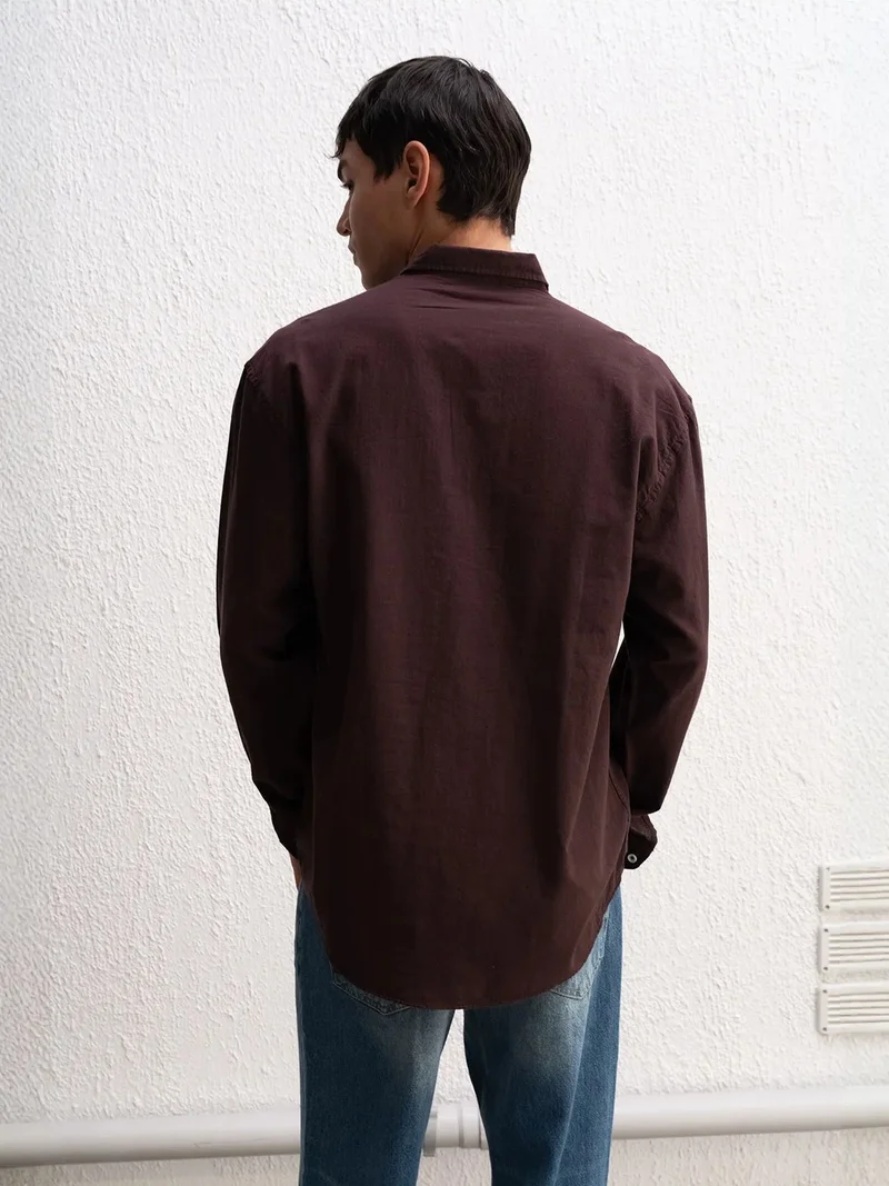 Giesto Mocha Brown GIESTO Cotton Oversized Button-Up Shirt for Men | Best Price UAE