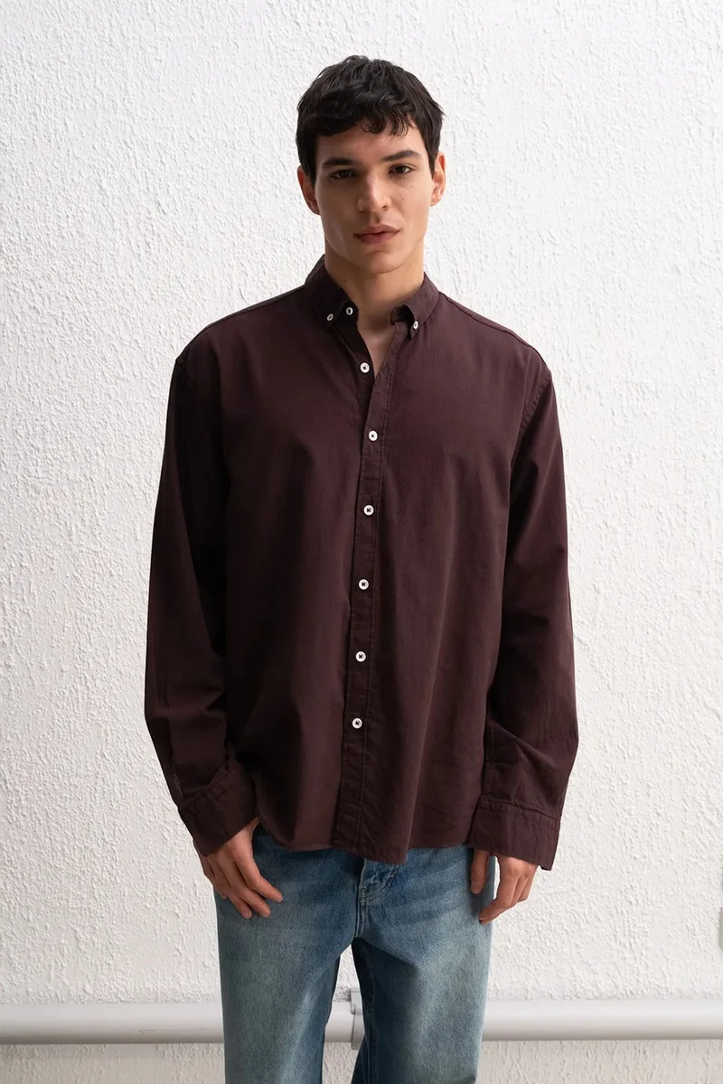 جيستو GIESTO Cotton Oversized Button-Up Shirt