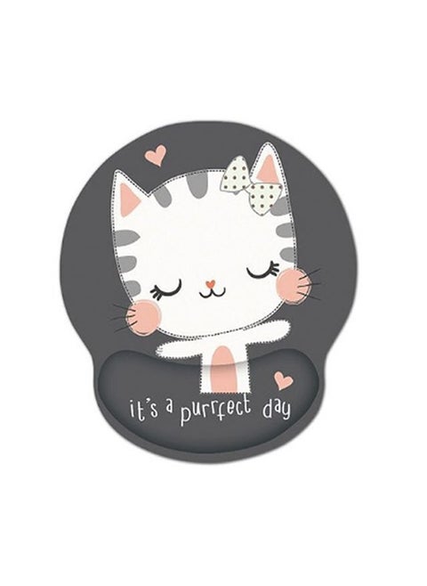 Ergonomic Mouse Pad with Wrist Support, Non-Slip Rubber Base Mousepad, for Home Office Gaming Working Computers Laptop, Easy Typing, Pain Relief, Memory Foam Rebound (Cute Cat)