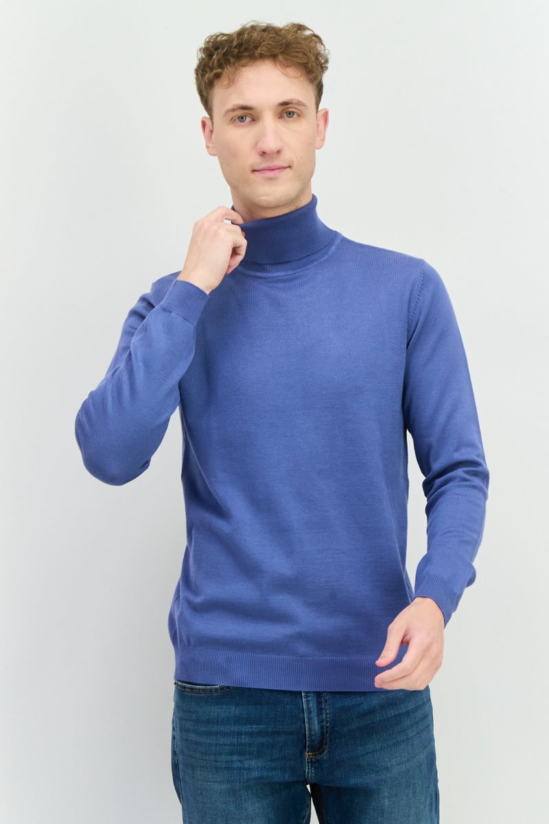 Sorbino سويت شيرت رجالي بأكمام طويلة وياقة تيرتل، أزرق رمادي - Image 1