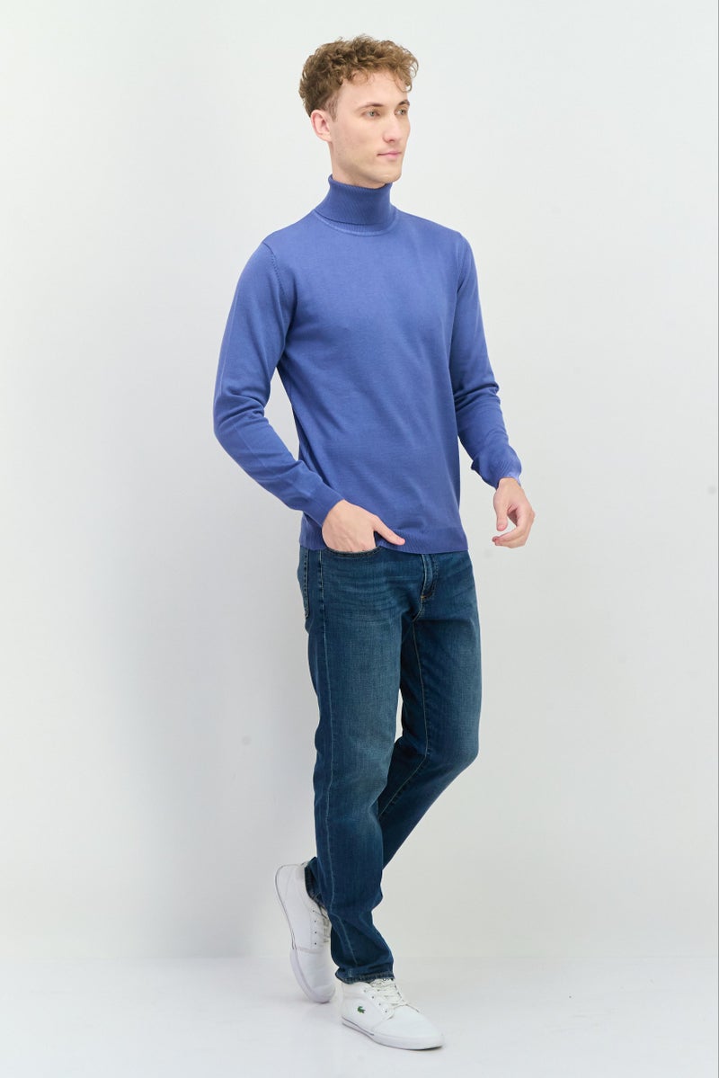 Sorbino سويت شيرت رجالي بأكمام طويلة وياقة تيرتل، أزرق رمادي - Image 4