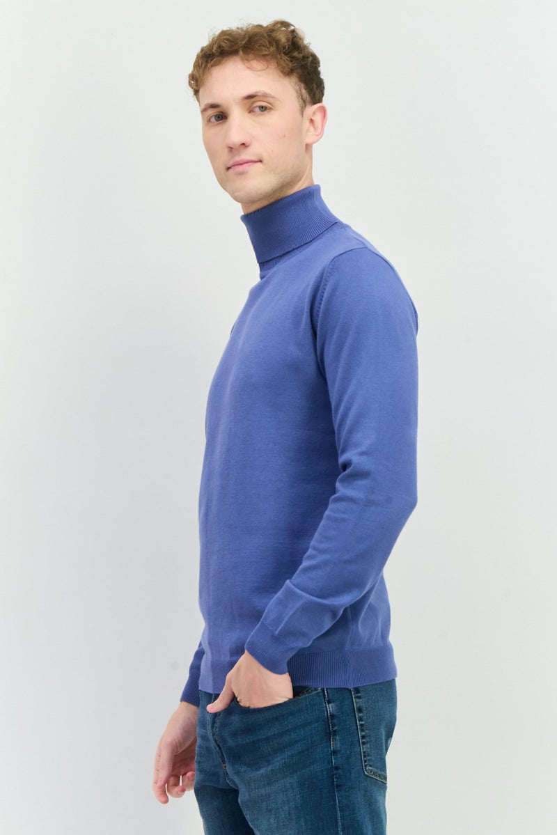 Sorbino سويت شيرت رجالي بأكمام طويلة وياقة تيرتل، أزرق رمادي - Image 2