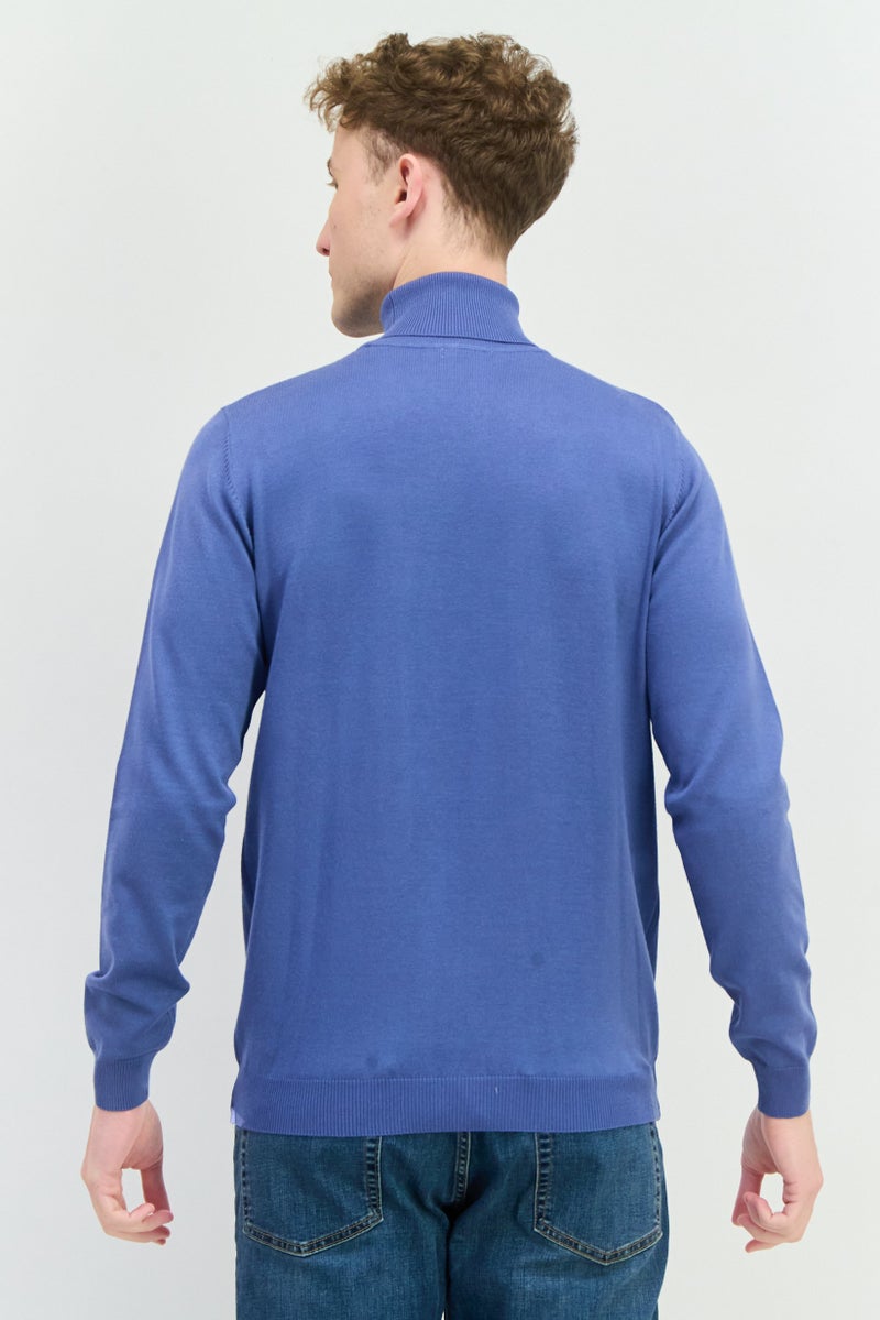 Sorbino سويت شيرت رجالي بأكمام طويلة وياقة تيرتل، أزرق رمادي - Image 3