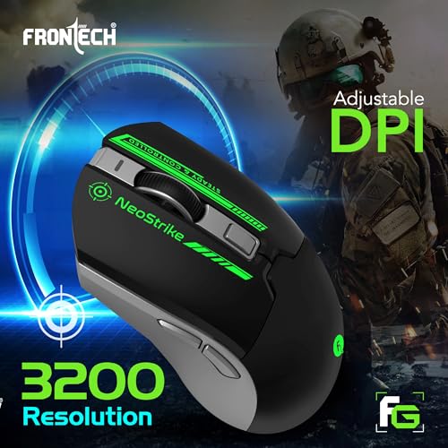 FRONTECH Neo Strike Wireless Gaming Mouse with 3200DPI, Comfortable & Ergonomic Design, RGB LED Lights, 6 Buttons, in-Built Rechargeable Battery, Power & LED ON/Off Switch.(MS-0059) - Image 5