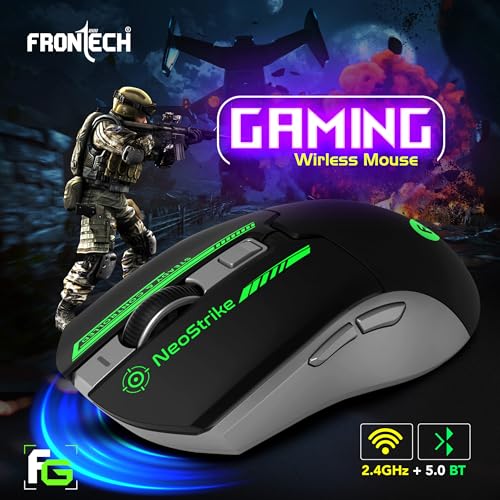 FRONTECH Neo Strike Wireless Gaming Mouse with 3200DPI, Comfortable & Ergonomic Design, RGB LED Lights, 6 Buttons, in-Built Rechargeable Battery, Power & LED ON/Off Switch.(MS-0059) - Image 2