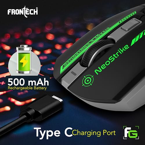 FRONTECH Neo Strike Wireless Gaming Mouse with 3200DPI, Comfortable & Ergonomic Design, RGB LED Lights, 6 Buttons, in-Built Rechargeable Battery, Power & LED ON/Off Switch.(MS-0059) - Image 4