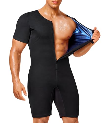Junlan Sauna Suit for Men Full Body Waist Trainer Sauna Shirt for Working OutBlueLarge - Image 1