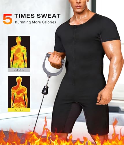 Junlan Sauna Suit for Men Full Body Waist Trainer Sauna Shirt for Working OutBlueLarge - Image 3