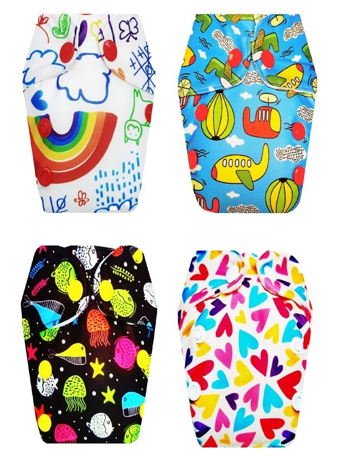 Dumbledo Premium Newborn Cloth Diaper with Integrated Insert (Pack of 4) | Snug Fit | Breathable | Quick Dry | Worry-Free Diapering | 0 - 4 Months | Unisex Baby - Image 1