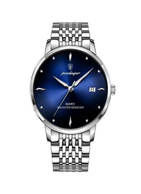 Men’s Analog Quartz Silver Stainless Steel Band Watch 42mm