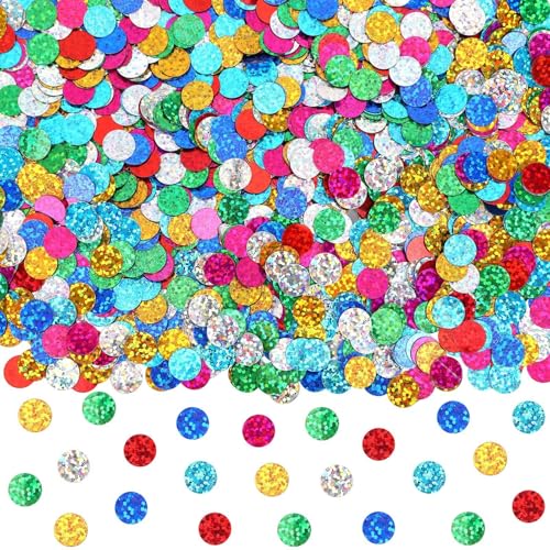 MARFOREVER Multicolor Sparkle Foil Confetti Glitter Round Confetti Birthday Scatter Table Metallic Sequin Sprinkles Circle Dots for Baby Shower Wedding Christmas Valentine Party Decorations - Image 1