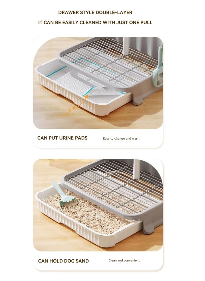 Aikenn - Dog Toilet,Potty Training Toilet,Pet Pads Holder,Leak Protection Indoor Dog Potty Tray,Dog Potty Tray With Pee Pad Holder,Dog Litter Box Toilet,Perfect Indoor Potty Training For Small And Medium Dogs(Grey) - Image 1