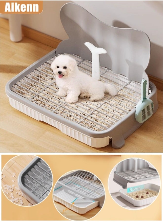 Aikenn - Dog Toilet,Potty Training Toilet,Pet Pads Holder,Leak Protection Indoor Dog Potty Tray,Dog Potty Tray With Pee Pad Holder,Dog Litter Box Toilet,Perfect Indoor Potty Training For Small And Medium Dogs(Grey) - Image 1