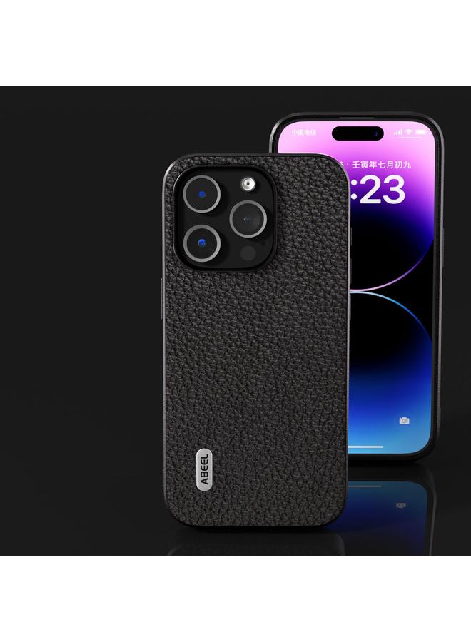 S-TOP Case For iPhone 14 Plus ABEEL Genuine Leather Litchi Texture Phone Case - Image 4