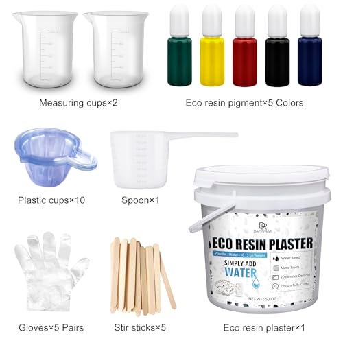 DecorRom Eco Resin Casting Powder - 50oz / 1400g Fast Cured Plaster Casting Powder for Beginners - 20~30 Minutes Demold, Easy Mixing Water Activated Eco-Friendly Casting Resin for DIY Crafts Making, Home Art - Image 2