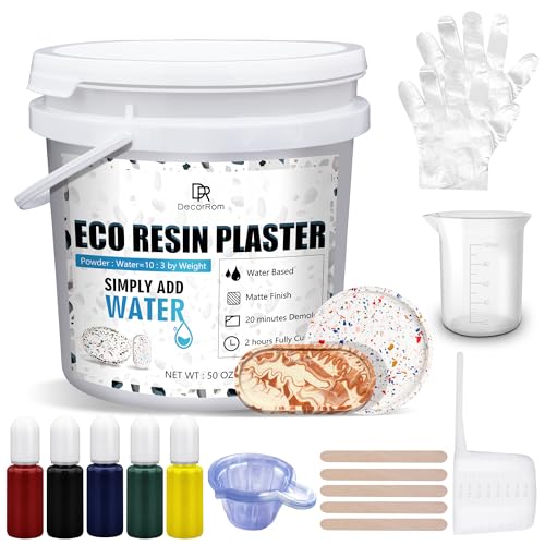 DecorRom Eco Resin Casting Powder - 50oz / 1400g Fast Cured Plaster Casting Powder for Beginners - 20~30 Minutes Demold, Easy Mixing Water Activated Eco-Friendly Casting Resin for DIY Crafts Making, Home Art - Image 1