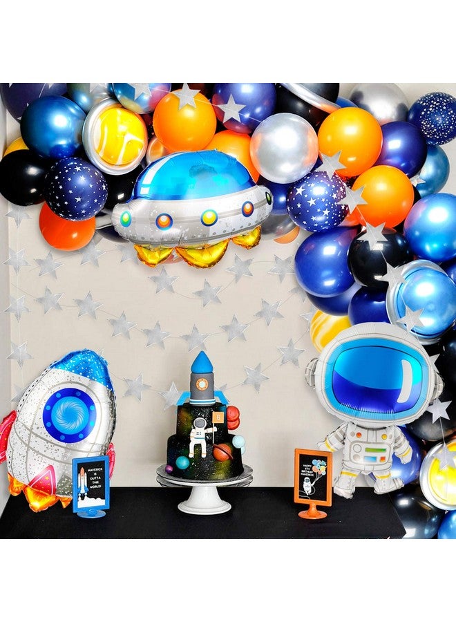 JOYYPOP Outer Space Balloons Garland Kit 118Pcs Party Decorations with UFO Rocket Astronaut Sparkling Star Garland for Themed Birthday Supplies - Image 4
