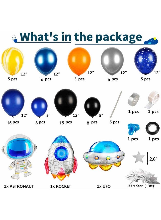 JOYYPOP Outer Space Balloons Garland Kit 118Pcs Party Decorations with UFO Rocket Astronaut Sparkling Star Garland for Themed Birthday Supplies - Image 3