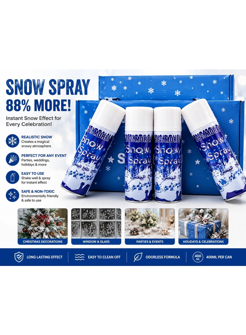 Snow 4 Pcs Snow Spray Party String – Artificial Snow Effect Spray for Christmas, Parties & Celebrations – 400ml - Image 1