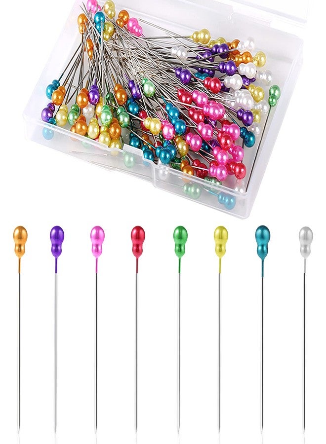 KINBOM 200pcs Straight Pins, 2.2inch Long Decorative Sewing Pins with Colored Heads Gourd Shaped Straight Quilting Pins for Corsage Bouquet Fabric Sewing Dressmaking - Image 1