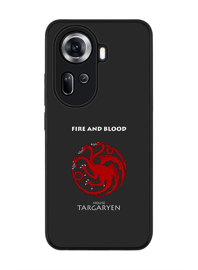 Stylizedd Rugged Black Edge Case for Oppo Reno11, Slim fit Soft Case Flexible Rubber Edges Anti Drop TPU Gel Thin Cover -  GOT House Targaryen - Image 1