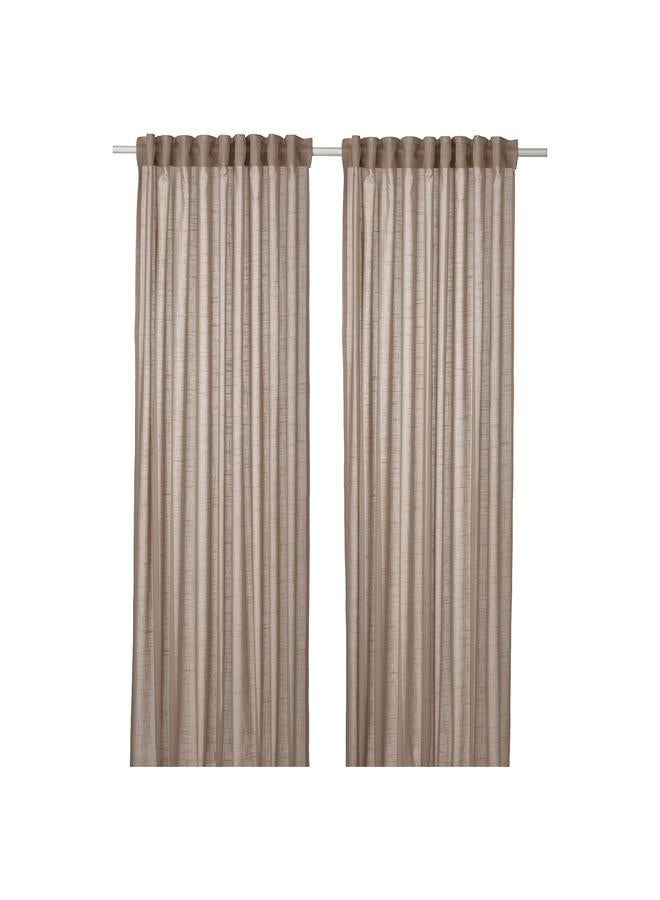 Zaboon Sheer curtains, 1 pair, with heading tape/beige, 145x300 cm - Image 1