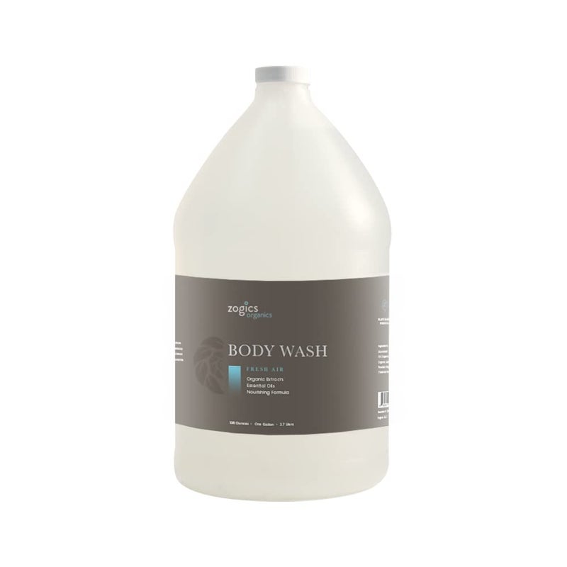 Zogics Organics Body Wash Moisturizing Body Wash for Men and Women PlantBased Formula Made with Essential Oils Goat Milk Great as Body Wash Refill in Facilities Fresh Air Scent 1 Gallon