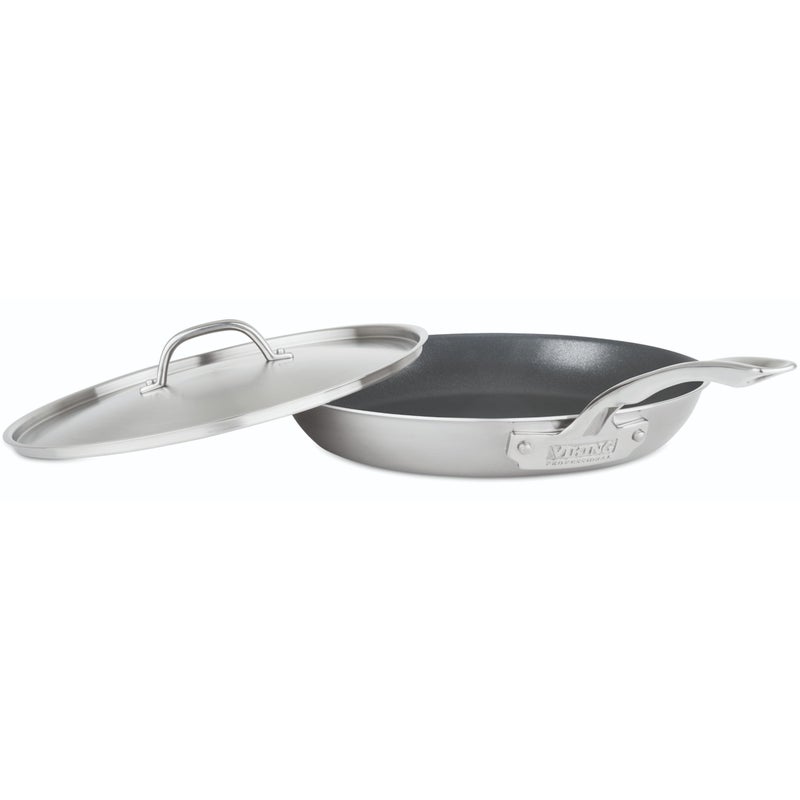 Viking Viking 5Ply Non Stick Frying Pan 12 Inch Stainless Steel Kitchen Cookware with Lid Silver 