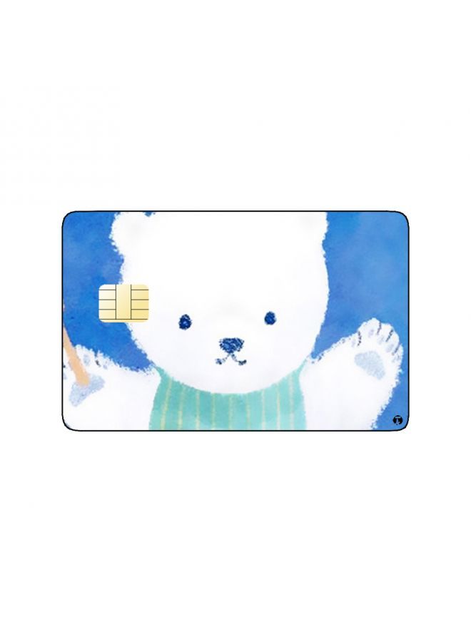 RKN PRINTED BANK CARD STICKER Cute White Bear Drawing With Cake - Image 1