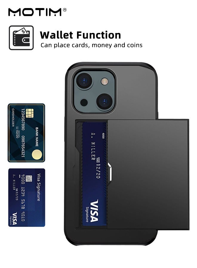 Motim iPhone 14/14 Plus Armor Case with Credit Card Holders Slots, Heavy Duty Slide Flip Protective Case, Heavy Duty iPhone 14/14 Plus Cover - Image 2