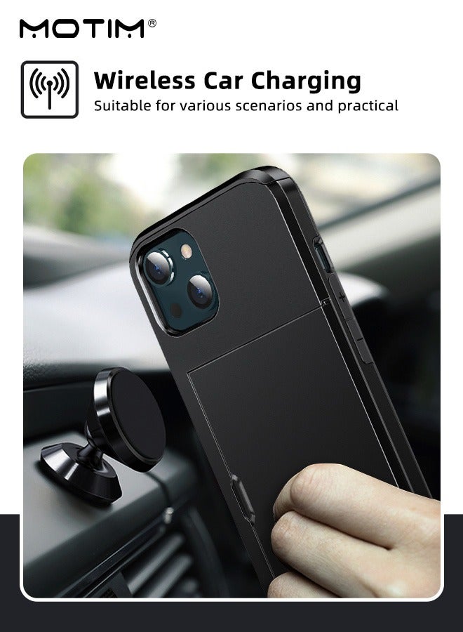 Motim iPhone 14/14 Plus Armor Case with Credit Card Holders Slots, Heavy Duty Slide Flip Protective Case, Heavy Duty iPhone 14/14 Plus Cover - Image 5