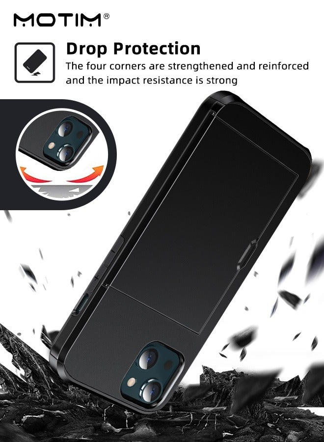 Motim iPhone 14/14 Plus Armor Case with Credit Card Holders Slots, Heavy Duty Slide Flip Protective Case, Heavy Duty iPhone 14/14 Plus Cover - Image 4