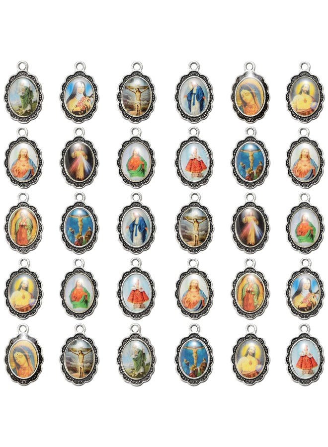 WenRity 120Pcs Picture Religion Enamel Virgen de Guadalupe Charms Alloy Catholic Medalla Milagrosa de la Virgen Maria Pendant for Diy Mexican Bracelet Jewelry Making - Image 1