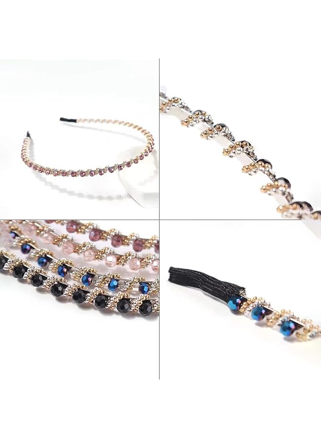 أكس سبرينج عصابة رأس من الكريستال الربيعي مكونة من 5 قطع من عصابات الرأس المرصعة بأحجار الراين البراقة للنساء والفتيات في المناسبات الرسمية والاستخدام اليومي، طوق شعر أنيق من الخرز للمناسبات الخاصة - Image 2