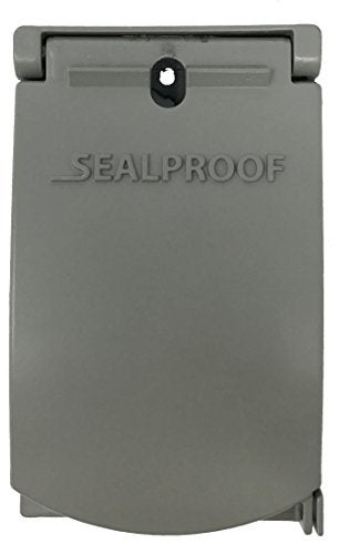 Sealproof 1-Gang Vertical Weatherproof Outdoor Metal Flat Outlet Cover, Single Gang Electrical Power Receptacle Protector, UL Listed, 4-in1, Gray - Image 2