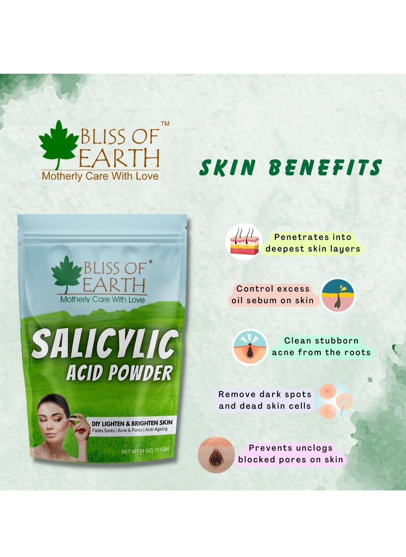 BLISS OF EARTH Salicylic Acid Powder Great for Making Skin Care Products Cleanser moisturizer anti aging serum Body Wash and DIY Products 226gm  - Image 3
