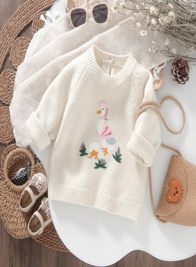 Neiwech Baby Knit Sweater Boys Girls Goose Pullover Sweatshirt Round Neck Long Sleeve Toddler Tops Warm Fall Winter Clothes White 12-18 Months - Image 4