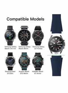 Y&D 22mm Silicone Strap Compatible With Samsung Galaxy Watch 46mm /Galaxy 3 45mm /Gear S3 Frontier/Classic, Soft Sport Wristband Replacement Straps For Men Women, Dark Blue  - Image 5