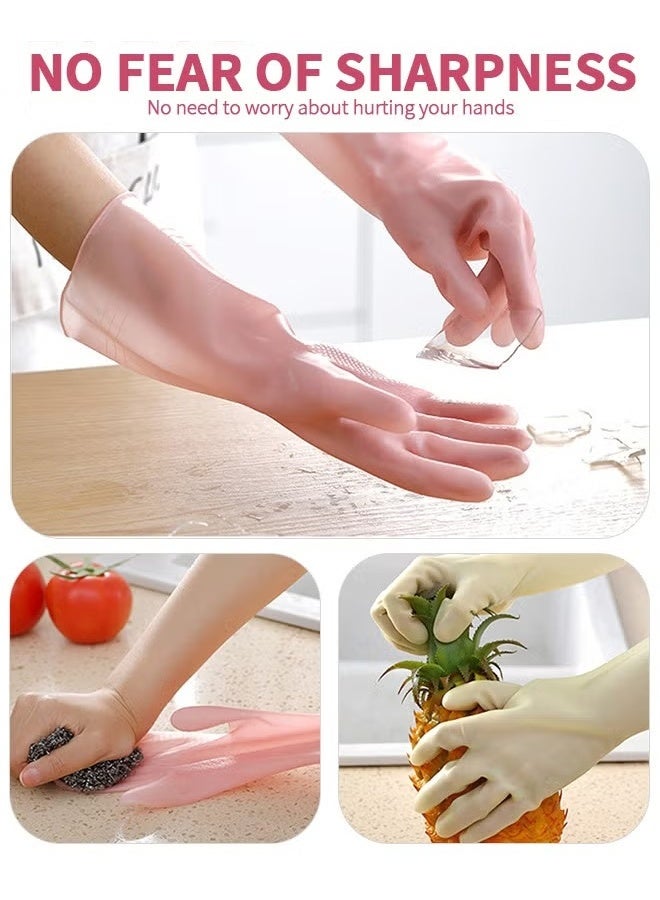 EETU 3 Pairs Skin-Friendly Cleaning Gloves,Colorful Reusable Dish Washing Gloves,Dishwashing,Kitchen,Waterproof Household Dishwashing Cleaning Rubber Gloves,Non-Slip Kitchen Glove - Image 5